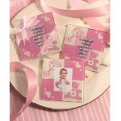 Pink princess glass photo coaster wedding favors images