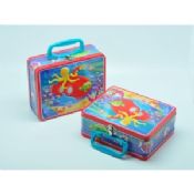 Tin Box with Plastic Handle and Lock for School Kid images