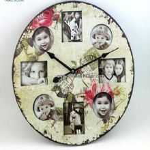 Wall clock with picture frame images