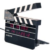 Electronic movie director clapper board clock with calenda images