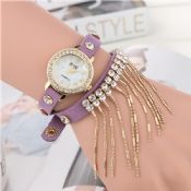 Leather Long Strap Women Watch With Diamond images