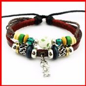 Metal Small Boy Charm Leather Bracelet images