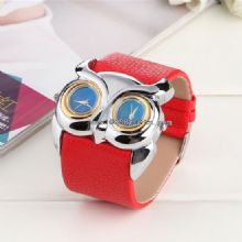 two face two quartz leather owl design wristwatch images