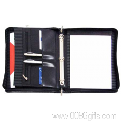 A4 Leather Zipper Portfolio with 3 Ring Binder