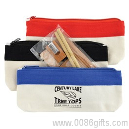 Bamboo Stationery Set In Cotton/Canvas Organiser/Pencil Case