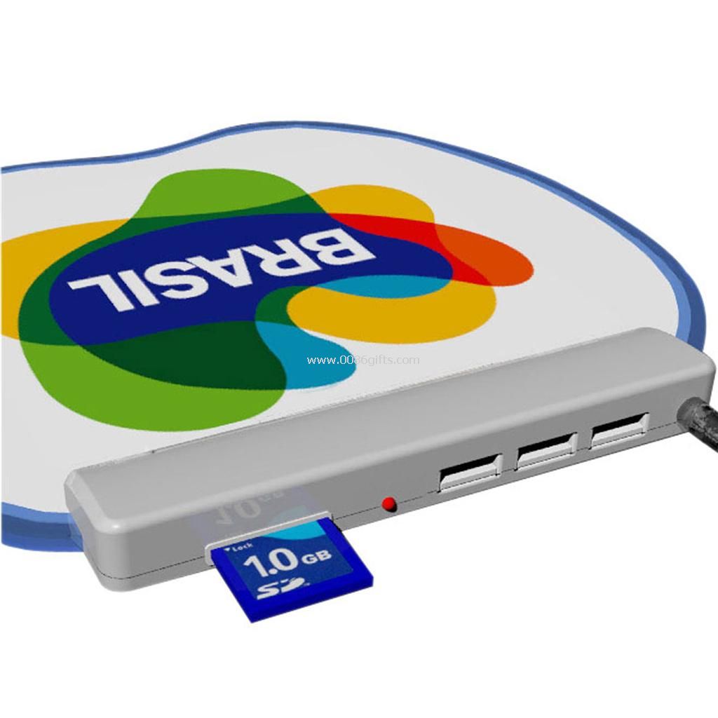 SD-lukija ja USB Hub hiirimatto
