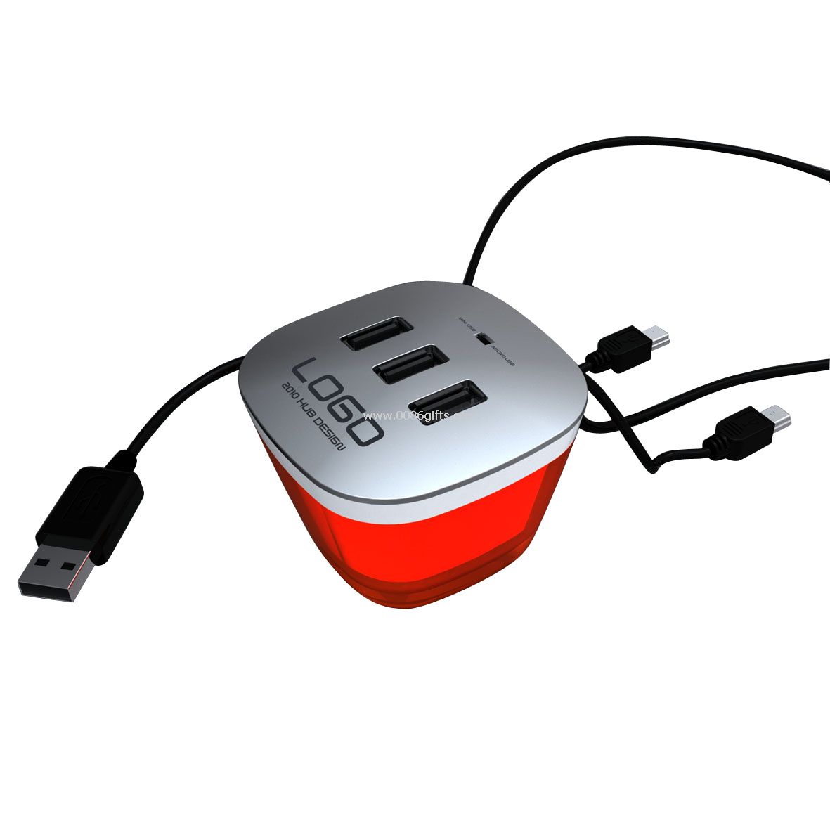 USB-hub med mobiltelefon lader