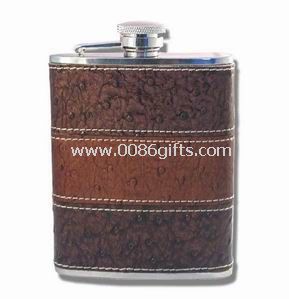 6oz deri-sarılı Hip Flask