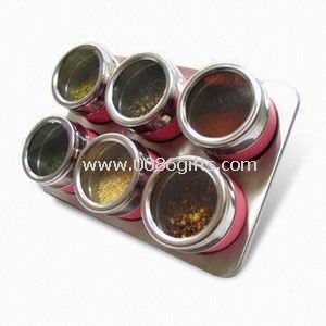 6 pcs latas porta-condimentos magnético