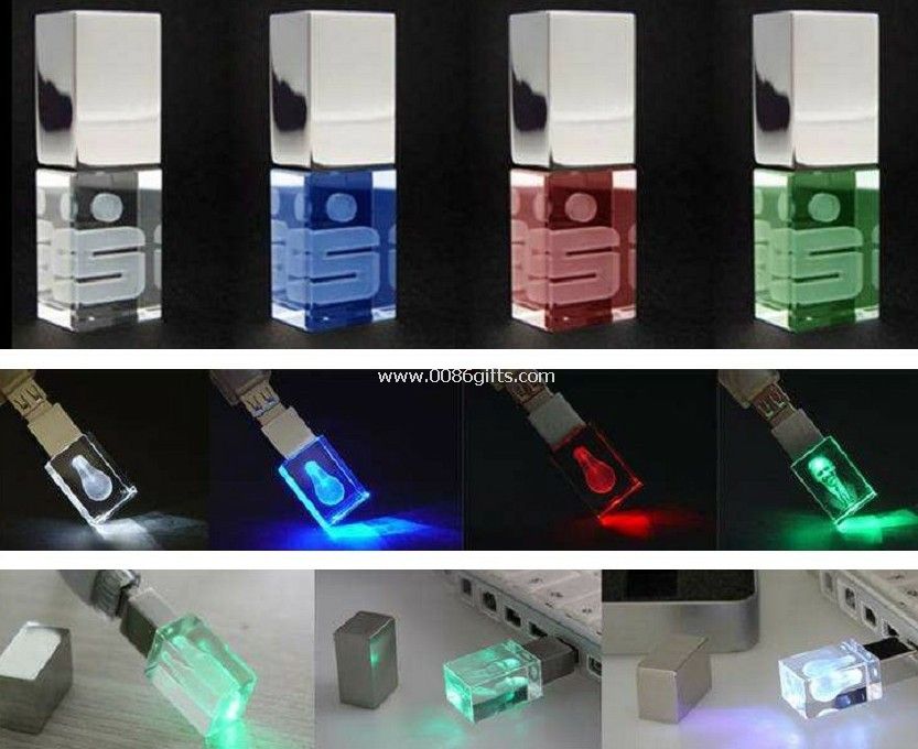 kristal usb flash drive dengan disesuaikan logo