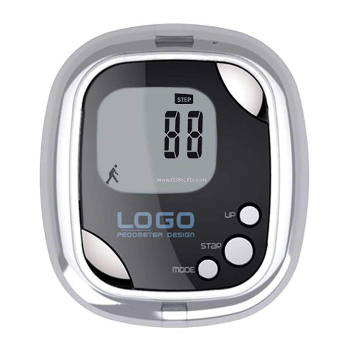 Pedometer/Body fat index detector/clock