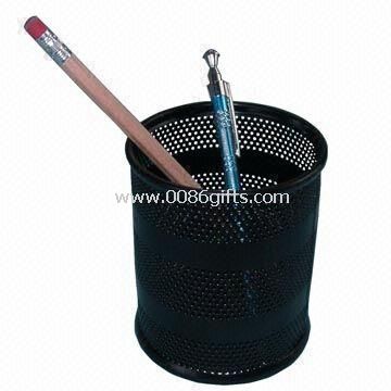 Round metal mesh pen holder