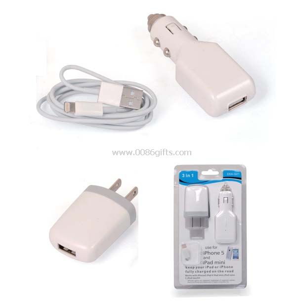 Travel USB Charger Adapter 3 in 1