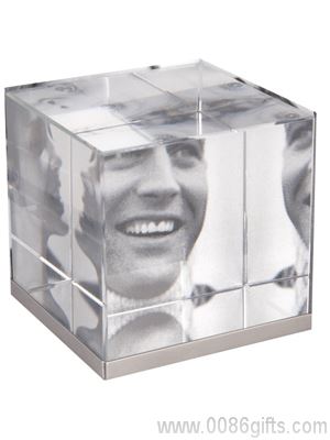 Frame de retrato de peso de papel cubo de cristal/ferro