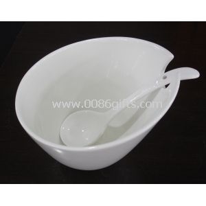 Fine Porcelain Bowl with Mouth for Spoon