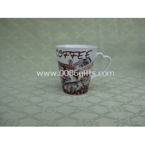 Full Decal Printing Heart Shape Ceramic Coffee Mugs