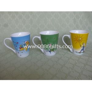 Porcelæn kaffekop med fuld farve Decal udskrivning, opfylder FDA, LFGB, CPSIA, 84/500/EØF Tests