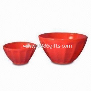 Stoneware Embossed Mixing Bowl Set with Red, with FDA, CPSIA and CA65 Certificates