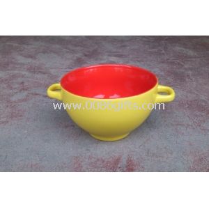Stoneware Soup Mug/Bowl with Two-tone Color