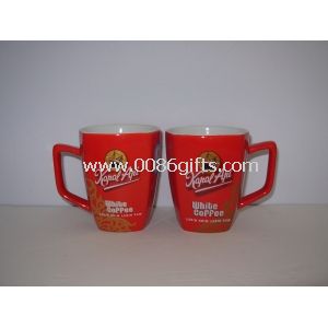 Two-tone color glaze ceramic coffee mug with logo printing