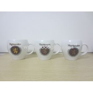 Blanco corte etiqueta impresión cerámica tazas de café, insignias modificados para requisitos particulares, tamaños, diseños son agradables