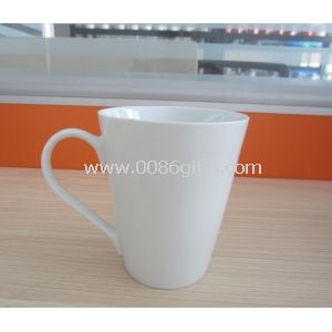 12oz şekil V beyaz seramik süblimasyon kahve kupa/SA8000/SMETASedex/BRC/ISO/SGP/BSCI denetim