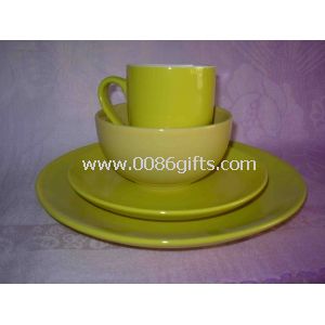 16Pcs Stoneware Yellow Glaze Dinner Set