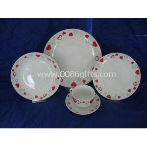 20pcs Coupe Ceramic Dinner Set in Moon Shape, with Full-color Cut Decal Printing