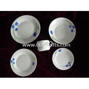 20pcs porcelaine coupe des ensembles de vaisselle impression autocollant bleu fleur