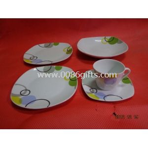 20pcs Square-shaped Porcelain Dinnerware Set with Full-color Cut Decal Printing