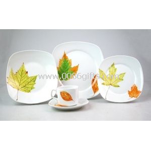 20pcs Square-shaped Porcelain Dinnerware Set with Maple leaves Logo Printing