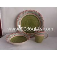 Hand-painted Stoneware Dinner Set w/ Colorful Circle,SA8000/SMETA Sedex/BRC/ISO/BSCI Audit