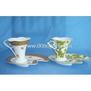 Novo osso China elegante chá xícara café & conjuntos com ouro decalque Design, entre em contato com o produto comestível