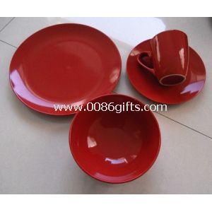 Керамические изделия 16Pcs сплошной цвет глазури посуды набор