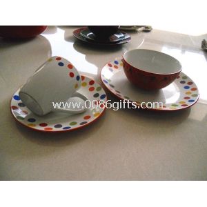 Stoneware Decal Dinnerware Sets with round dot