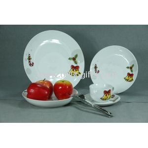 White Porcelain 20Pcs Dinnerware Sets with Cut Decal Customized Designs