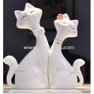 Ceramiczny biały kot miłośnicy kreatywnych dekoracji wnętrz