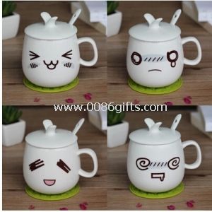 Taza hermosa olla con expresiones faciales