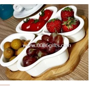 European heart Snack plate compote Bamboo and wood seasoning disc White ceramic plate