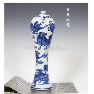 珠山 blå & hvit porselen vase