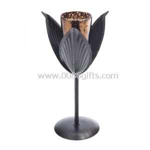 Triple Leaf Candle Holder With Brown Cup