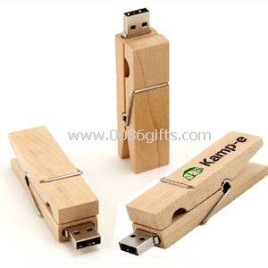 Dispositivo de armazenamento do clip forma de madeira Pen Drive memória Stick