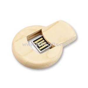 Round Shape Wooden Thumb Drive