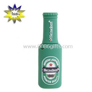 Green Beer Bottle Rubber USB Flash Drive