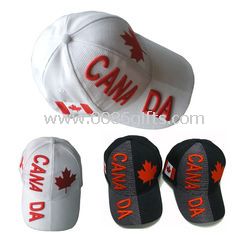 Kanada fehér / fekete 3d hímzés Baseball sapka szabadtéri Cap fejfedők