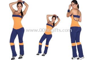 Tank top rendah meningkat celana lembut dan kenyal jeruk Stripe Womens Wear Kebugaran untuk Yog