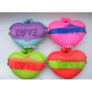 Cheapest Mixed Color Silicone Coin Purse Heart silicone Pouch bags