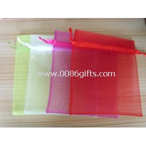 Colorful drawstring fabric organza gift pouches