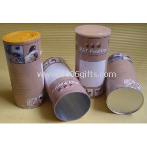 Papir Tube beholdere med metall Cap og bunn og Cap, PE Cap for kylling pulver