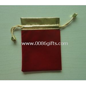 Bløde røde fløjl og guld matalic stof gave poser